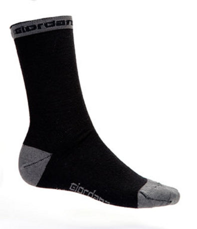 Giordana Merino Wool 7" Tall Cycling Socks - Black w- Grey accents - stairliftpennsylvania