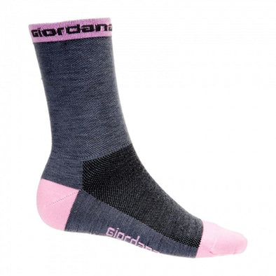 Giordana Merino Wool 5" Cuff Cycling Socks - Grey w- Pink Accents - stairliftpennsylvania